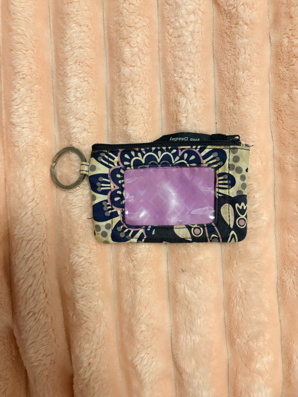 Vera Bradley Navy and Purple Floral ID Card Key Pouch
